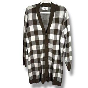 Sita Murt Brown Plaid Cardigan Size 44/12 Cabincore Holiday